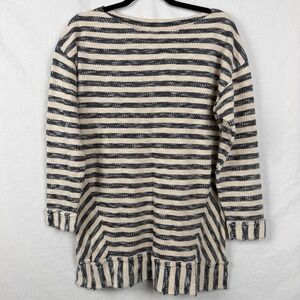 Soft Surroundings Marina Pullover‎ Tunic Women Large Cotton Black Khaki Striped